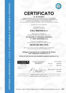 Certificato ISO 9001 2015 VNE Renting Srl 212x300 - La qualità di VNE certificata TÜV SÜD - vne - news